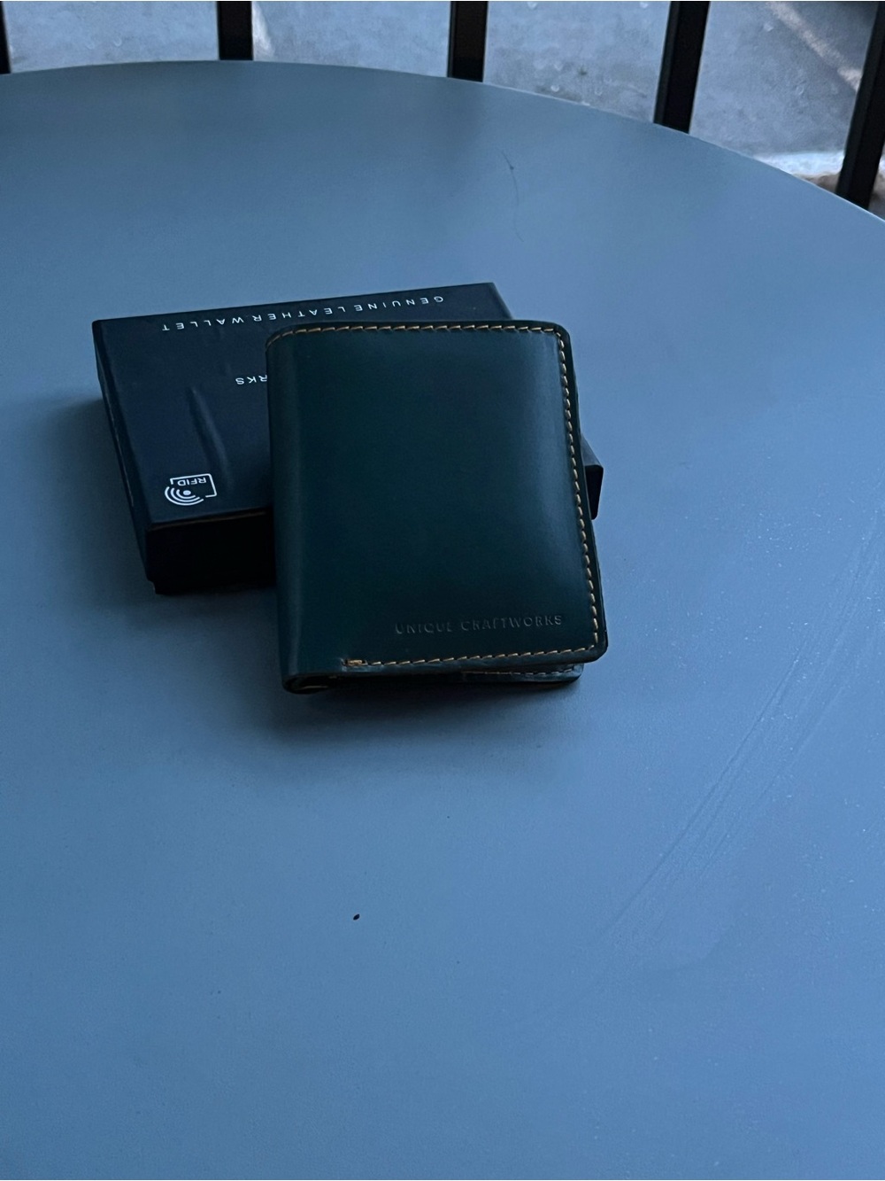 Dark Green Leather Bifold Wallet for Men